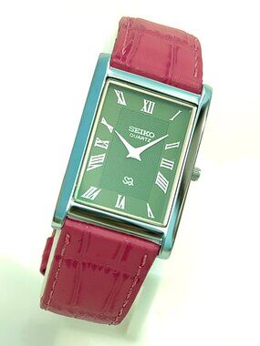 New Stock - SEIKO TANK SLIM Quartz Roman Green Dial Unisex Japanese Wristwatch
